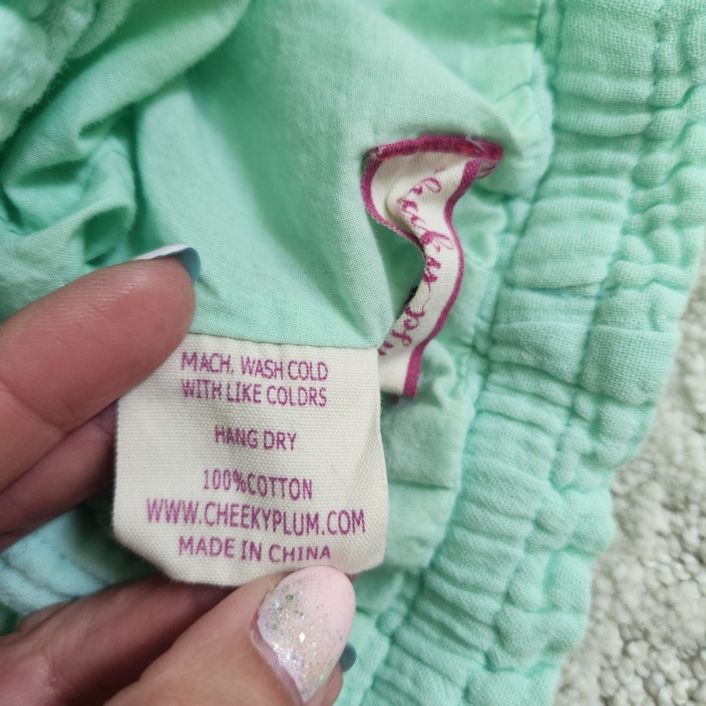 Toddler Girls Mint Green Gauze Cotton Ruffle Bloomer Shorts size 3T - Picture 5 of 8